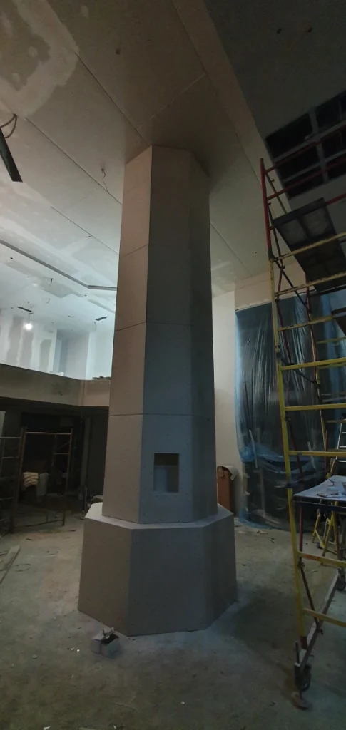 Облицовка бетонной колонны листами ГКЛ с соблюдением сложной геометрии граней